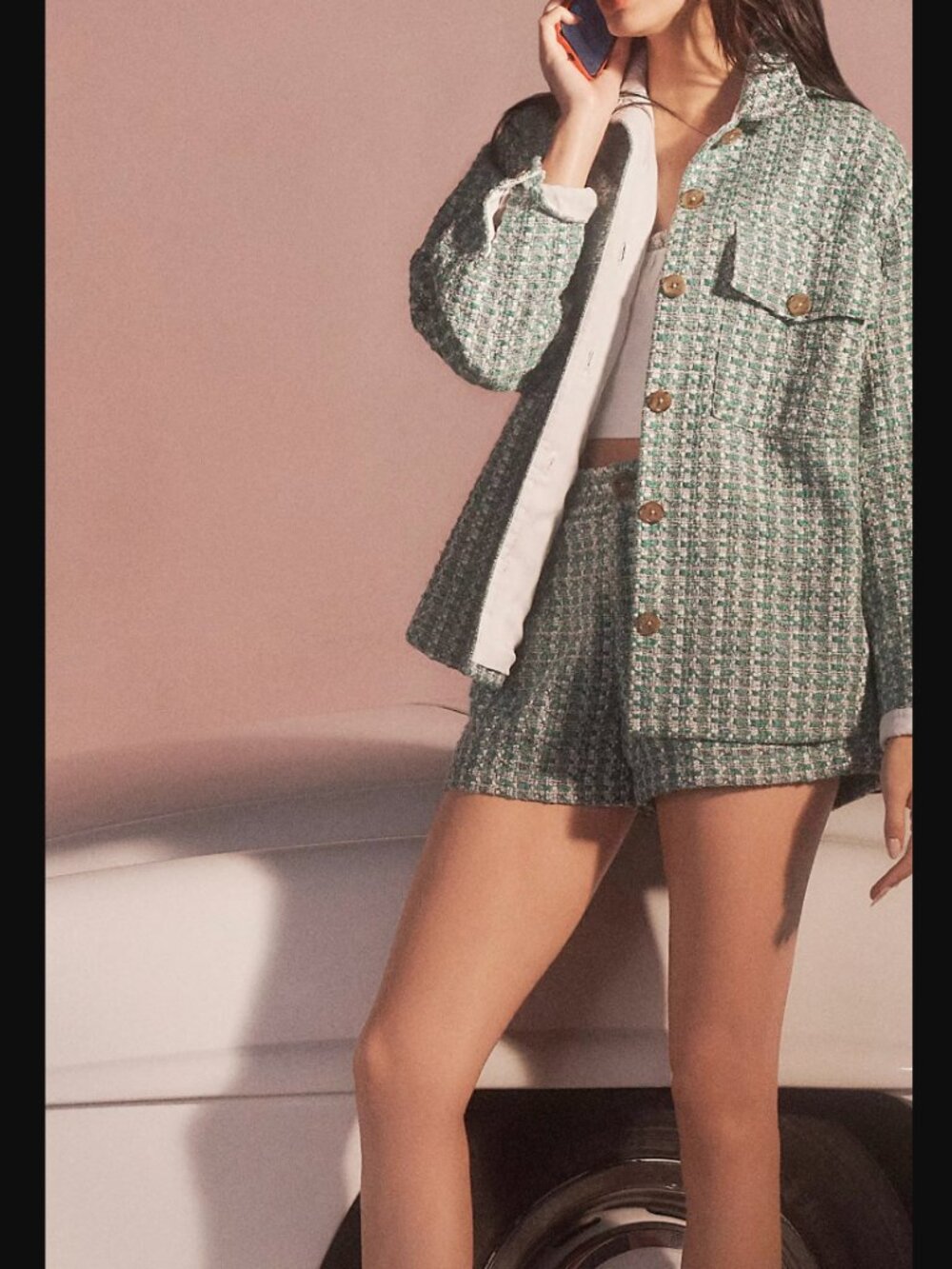 Anthropologie x Maeve Green White Tweed Button-Front Jacket Shacket $138.00 - Picture 4 of 15
